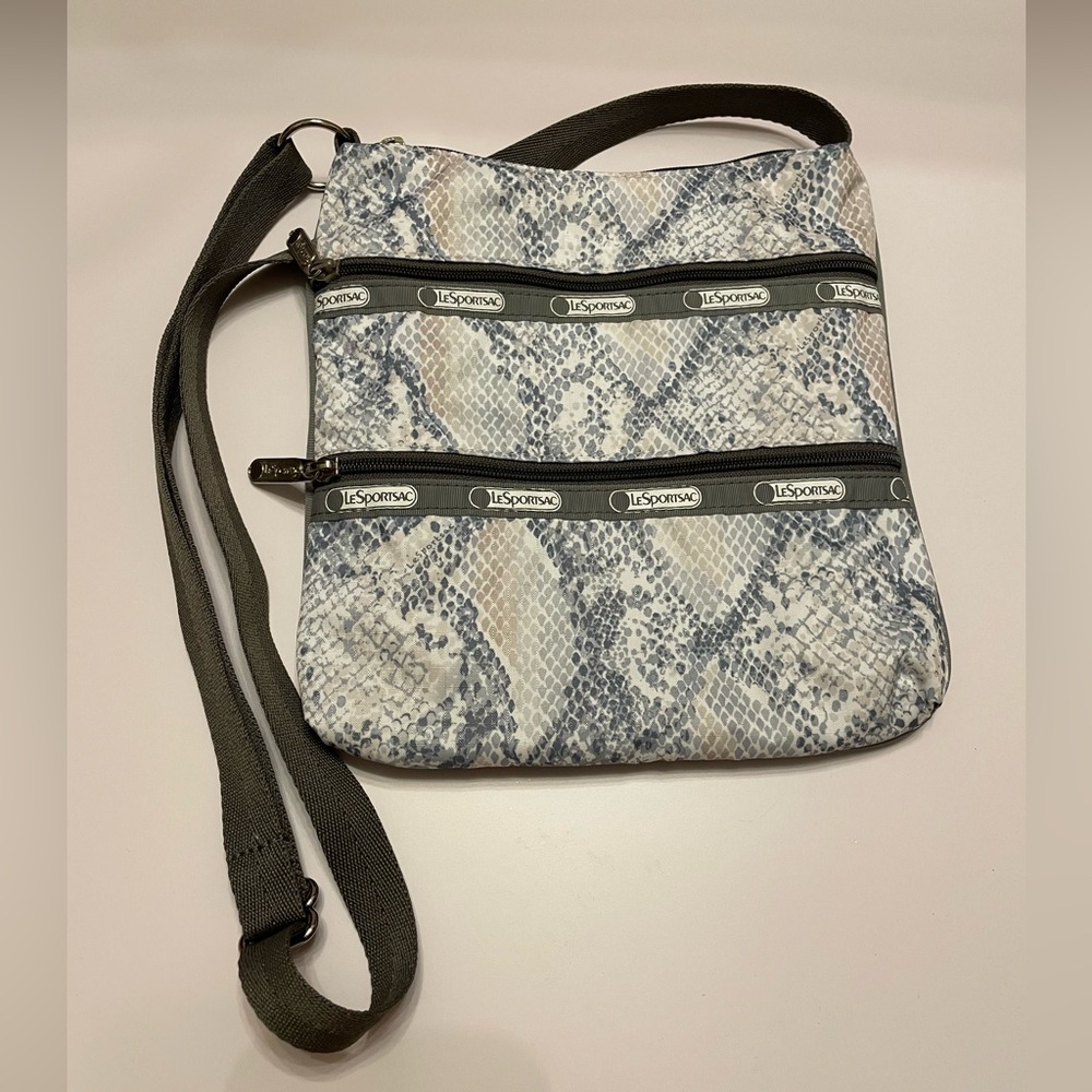 LeSportsac snake print 3 zipper crossbody shoulder bag never used